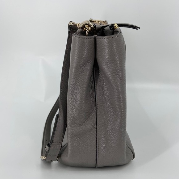 Kate Spade Tote Leighann Mulberry Street Leather Triple Compartment Handbag Gray - Picture 7 of 16